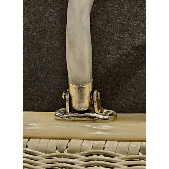Rare Vintage 1950s/60s Stylecraft of Miami Wicker/Lucite Box Bag Shell Accents - Picture 6 of 16